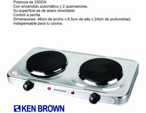 Anafe electrico doble KEN BROWN H-005S Acero