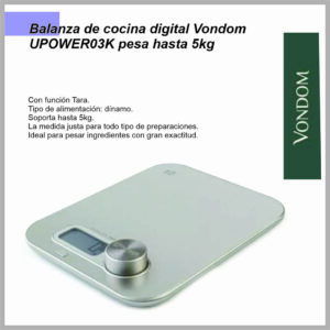 Balanza Digital de cocina VONDOM Cocina (sin pilas) UPOWER03K