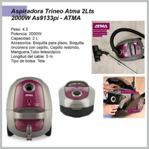 Aspiradora trineo con bolsa ATMA 2000W AS9133PI