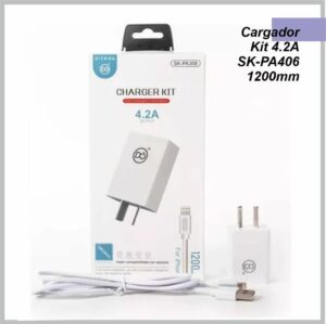 Cargador rapido DITRON salida 5V 4,2A USB cable Iphone desmontable 1,2mtr conector lightning SKPA406