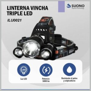 Linterna SUONO minera 3 led recargable ILU0021