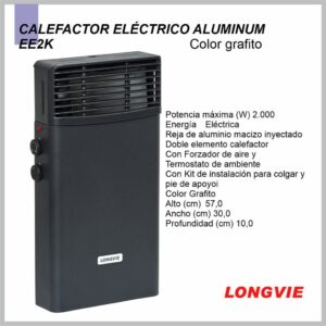 Calefactor electrico LONGVIE 2000w Grafito turbo-convectores EE2K