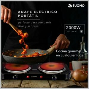 Anafe Electrico SUONO 2 hornallas2000w negro HOG0164