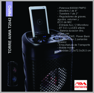 Torre AIWA AW-T2042 PMPO bluetooth 6000W