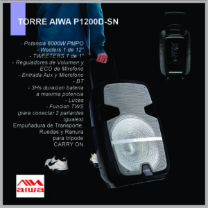 Torre AIWA AW-P1200D-SN bluetooth 6000W