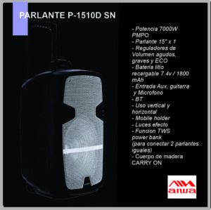 Torre AIWA AW-P1510D-SN PMPO bluetooth 7000W