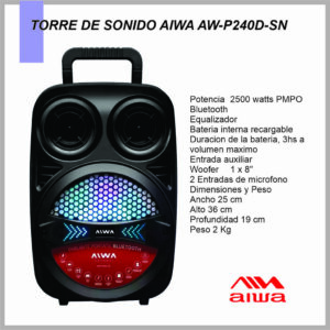 Torre AIWA AW-P240D-SN bluetooth 2500W