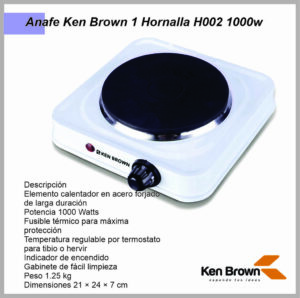 Anafe KEN BROWN 1 hornalla 1000w H-002