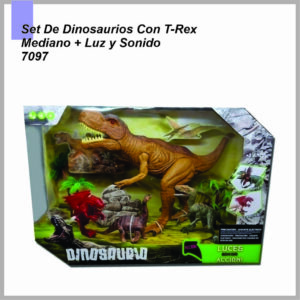 Set de dinosaurios con T-rex mediano + luz y sonido 7097