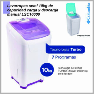 Lavarropas COLUMBIA turquesa LSC10000 10KG sin bomba desague