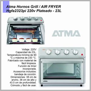 Horno Gril Air Fryer ATMA 23lts HGFA2323PI