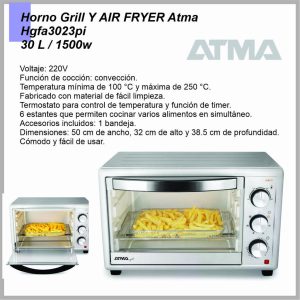 Horno Gril Air Fryer ATMA 30lts HGFA3023PI