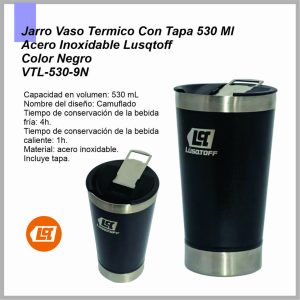 Vaso termico con tapa LUSQTOFF negro 530ml VTL530-9N