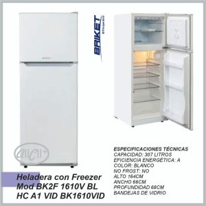 Heladera BRIKET mod. BK2F 1610V BL HC A1 VID BK1610VID