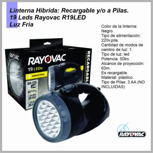 Linterna RAYOVAC recargable 19 leds